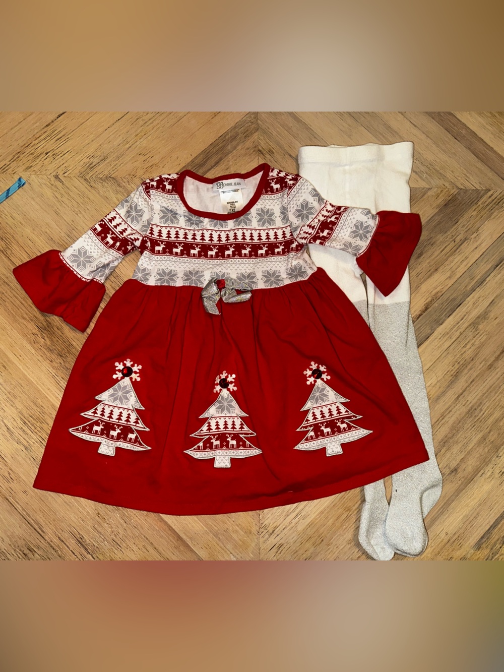 Bonnie Jean Toddler Christmas Dress with stockings